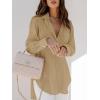 imagesiliteelon Womens Button Down Shirts Dress Shirts Long Sleeve Blouses V Neck Solid Casual Tunics Tops with PocketsKhaki