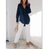 imagesiliteelon Womens Button Down Shirts Dress Shirts Long Sleeve Blouses V Neck Solid Casual Tunics Tops with PocketsNavy Blue