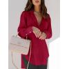 imagesiliteelon Womens Button Down Shirts Dress Shirts Long Sleeve Blouses V Neck Solid Casual Tunics Tops with PocketsRed