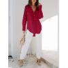 imagesiliteelon Womens Button Down Shirts Dress Shirts Long Sleeve Blouses V Neck Solid Casual Tunics Tops with PocketsRed