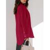imagesiliteelon Womens Button Down Shirts Dress Shirts Long Sleeve Blouses V Neck Solid Casual Tunics Tops with PocketsRed