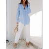 imagesiliteelon Womens Button Down Shirts Dress Shirts Long Sleeve Blouses V Neck Solid Casual Tunics Tops with PocketsSky Blue
