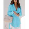 imagesiliteelon Womens Button Down Shirts Dress Shirts Long Sleeve Blouses V Neck Solid Casual Tunics Tops with PocketsTo Baby Blue