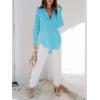 imagesiliteelon Womens Button Down Shirts Dress Shirts Long Sleeve Blouses V Neck Solid Casual Tunics Tops with PocketsTo Baby Blue