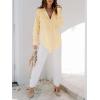 imagesiliteelon Womens Button Down Shirts Dress Shirts Long Sleeve Blouses V Neck Solid Casual Tunics Tops with PocketsYellow
