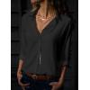 imagesiliteelon Womens Button Down Shirts Dress Shirts Long Sleeve Wrinkle Free Collared Work Office Solid Blouses TopsAll Black