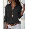 imagesiliteelon Womens Button Down Shirts Dress Shirts Long Sleeve Wrinkle Free Collared Work Office Solid Blouses TopsAll Black