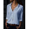 imagesiliteelon Womens Button Down Shirts Dress Shirts Long Sleeve Wrinkle Free Collared Work Office Solid Blouses TopsBe Light Blue