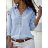 imagesiliteelon Womens Button Down Shirts Dress Shirts Long Sleeve Wrinkle Free Collared Work Office Solid Blouses TopsBe Light Blue