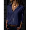 imagesiliteelon Womens Button Down Shirts Dress Shirts Long Sleeve Wrinkle Free Collared Work Office Solid Blouses TopsBg Navy Blue