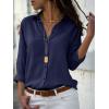 imagesiliteelon Womens Button Down Shirts Dress Shirts Long Sleeve Wrinkle Free Collared Work Office Solid Blouses TopsBg Navy Blue