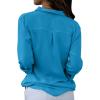 imagesiliteelon Womens Button Down Shirts Dress Shirts Long Sleeve Wrinkle Free Collared Work Office Solid Blouses TopsBright Blue