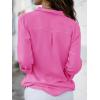 imagesiliteelon Womens Button Down Shirts Dress Shirts Long Sleeve Wrinkle Free Collared Work Office Solid Blouses TopsC Hot Pink