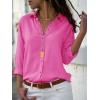 imagesiliteelon Womens Button Down Shirts Dress Shirts Long Sleeve Wrinkle Free Collared Work Office Solid Blouses TopsC Hot Pink