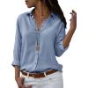 imagesiliteelon Womens Button Down Shirts Dress Shirts Long Sleeve Wrinkle Free Collared Work Office Solid Blouses TopsDusty Blue