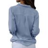 imagesiliteelon Womens Button Down Shirts Dress Shirts Long Sleeve Wrinkle Free Collared Work Office Solid Blouses TopsDusty Blue