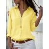 imagesiliteelon Womens Button Down Shirts Dress Shirts Long Sleeve Wrinkle Free Collared Work Office Solid Blouses TopsH Yellow