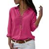 imagesiliteelon Womens Button Down Shirts Dress Shirts Long Sleeve Wrinkle Free Collared Work Office Solid Blouses TopsRose Pink