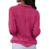 imagesiliteelon Womens Button Down Shirts Dress Shirts Long Sleeve Wrinkle Free Collared Work Office Solid Blouses TopsRose Pink
