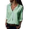 imagesiliteelon Womens Button Down Shirts Dress Shirts Long Sleeve Wrinkle Free Collared Work Office Solid Blouses TopsSage Green