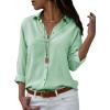 imagesiliteelon Womens Button Down Shirts Dress Shirts Long Sleeve Wrinkle Free Collared Work Office Solid Blouses TopsSage Green