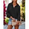 imagesiliteelon Womens Button Down Shirts Solid Dress Shirts Long Sleeve Flowy Collared Work Office Business Blouses Chiffon TopsAll Black