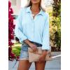 imagesiliteelon Womens Button Down Shirts Solid Dress Shirts Long Sleeve Flowy Collared Work Office Business Blouses Chiffon TopsBa Light Blue