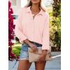 imagesiliteelon Womens Button Down Shirts Solid Dress Shirts Long Sleeve Flowy Collared Work Office Business Blouses Chiffon TopsBe Light Pink