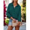 imagesiliteelon Womens Button Down Shirts Solid Dress Shirts Long Sleeve Flowy Collared Work Office Business Blouses Chiffon TopsBf Dark Green
