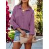 imagesiliteelon Womens Button Down Shirts Solid Dress Shirts Long Sleeve Flowy Collared Work Office Business Blouses Chiffon TopsBlackcurrant Purple