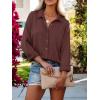 imagesiliteelon Womens Button Down Shirts Solid Dress Shirts Long Sleeve Flowy Collared Work Office Business Blouses Chiffon TopsBrown