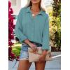 imagesiliteelon Womens Button Down Shirts Solid Dress Shirts Long Sleeve Flowy Collared Work Office Business Blouses Chiffon TopsD Blue02