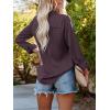 imagesiliteelon Womens Button Down Shirts Solid Dress Shirts Long Sleeve Flowy Collared Work Office Business Blouses Chiffon TopsDark Purple