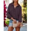 imagesiliteelon Womens Button Down Shirts Solid Dress Shirts Long Sleeve Flowy Collared Work Office Business Blouses Chiffon TopsDark Purple