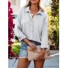 imagesiliteelon Womens Button Down Shirts Solid Dress Shirts Long Sleeve Flowy Collared Work Office Business Blouses Chiffon TopsLight Gray
