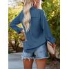 imagesiliteelon Womens Button Down Shirts Solid Dress Shirts Long Sleeve Flowy Collared Work Office Business Blouses Chiffon TopsO Indigo
