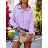 imagesiliteelon Womens Button Down Shirts Solid Dress Shirts Long Sleeve Flowy Collared Work Office Business Blouses Chiffon TopsO Lilac