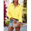 imagesiliteelon Womens Button Down Shirts Solid Dress Shirts Long Sleeve Flowy Collared Work Office Business Blouses Chiffon TopsYellow