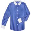 imagesiliteelon Womens Cotton Button Down Shirts Striped Dress Shirts Pinstripes Long Sleeve Collared Blouses Colorblock TopsA Blue Striped