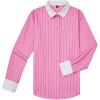 imagesiliteelon Womens Cotton Button Down Shirts Striped Dress Shirts Pinstripes Long Sleeve Collared Blouses Colorblock TopsAll Pink Striped