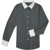 imagesiliteelon Womens Cotton Button Down Shirts Striped Dress Shirts Pinstripes Long Sleeve Collared Blouses Colorblock TopsB Black Striped