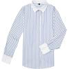 imagesiliteelon Womens Cotton Button Down Shirts Striped Dress Shirts Pinstripes Long Sleeve Collared Blouses Colorblock TopsB Blue and White