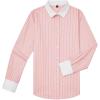 imagesiliteelon Womens Cotton Button Down Shirts Striped Dress Shirts Pinstripes Long Sleeve Collared Blouses Colorblock TopsB Light Pink Striped
