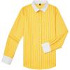 imagesiliteelon Womens Cotton Button Down Shirts Striped Dress Shirts Pinstripes Long Sleeve Collared Blouses Colorblock TopsB Yellow Striped