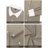 imagesiliteelon Womens Cotton Button Down Shirts Striped Dress Shirts Pinstripes Long Sleeve Collared Blouses Colorblock TopsBrown Pinstripe