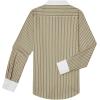 imagesiliteelon Womens Cotton Button Down Shirts Striped Dress Shirts Pinstripes Long Sleeve Collared Blouses Colorblock TopsBrown White Striped