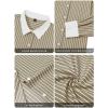 imagesiliteelon Womens Cotton Button Down Shirts Striped Dress Shirts Pinstripes Long Sleeve Collared Blouses Colorblock TopsBrown White Striped