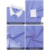imagesiliteelon Womens Cotton Button Down Shirts Striped Dress Shirts Pinstripes Long Sleeve Collared Blouses Colorblock TopsDeep Blue Striped