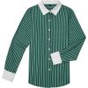 imagesiliteelon Womens Cotton Button Down Shirts Striped Dress Shirts Pinstripes Long Sleeve Collared Blouses Colorblock TopsGreen Striped