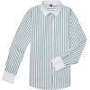 imagesiliteelon Womens Cotton Button Down Shirts Striped Dress Shirts Pinstripes Long Sleeve Collared Blouses Colorblock TopsGreen and White